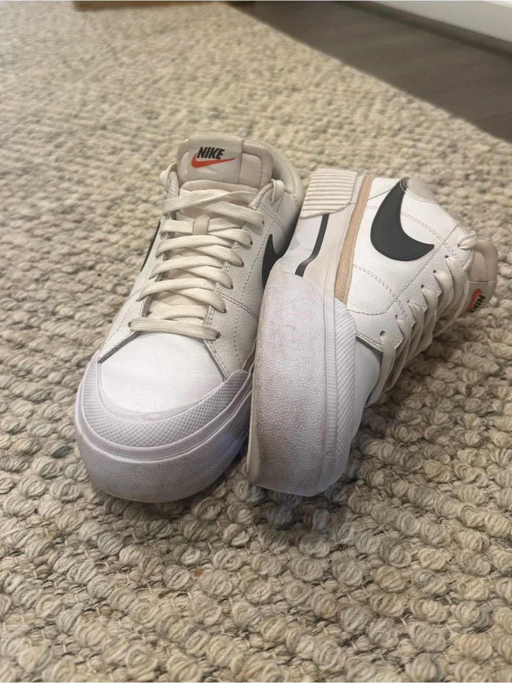 Nike Cream and Black Platform Low-Top Sneakers